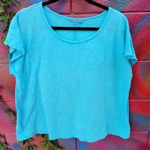 Fresh Produce capped sleeve top; beautiful turquoise one size fits all.